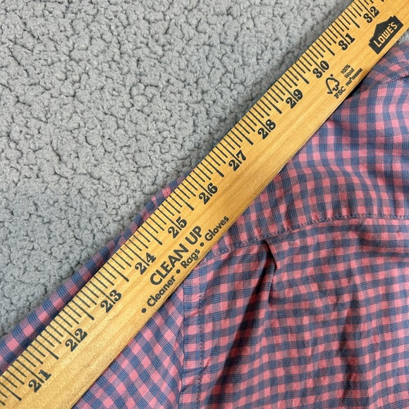 Faherty Long Sleeve Button Up Mens Casual Shirt Size M Pink Blue Gingham Check - Picture 8 of 9